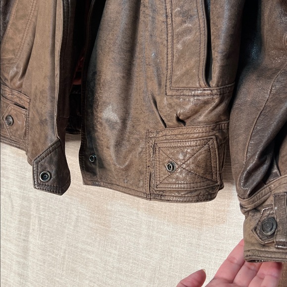 Vintage Brown Leather Adventure Bound Bomber Jacket Size Small with Thinsulate - Picture 4 of 7